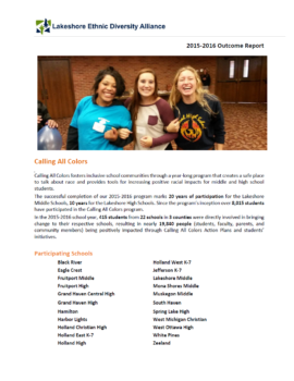 2015 - 2016 Outcome Report Calling All Colors